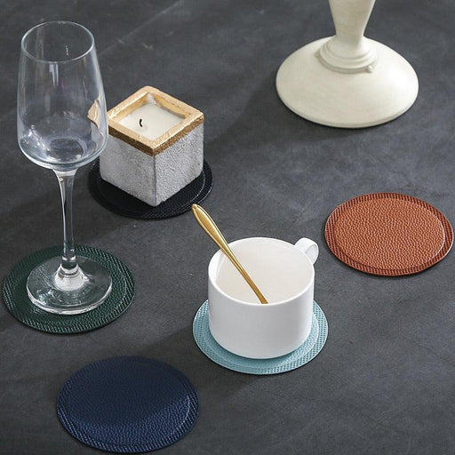 Elegant Leather Drink Coasters: Stylish Shield for Your Tabletop - Très Elite