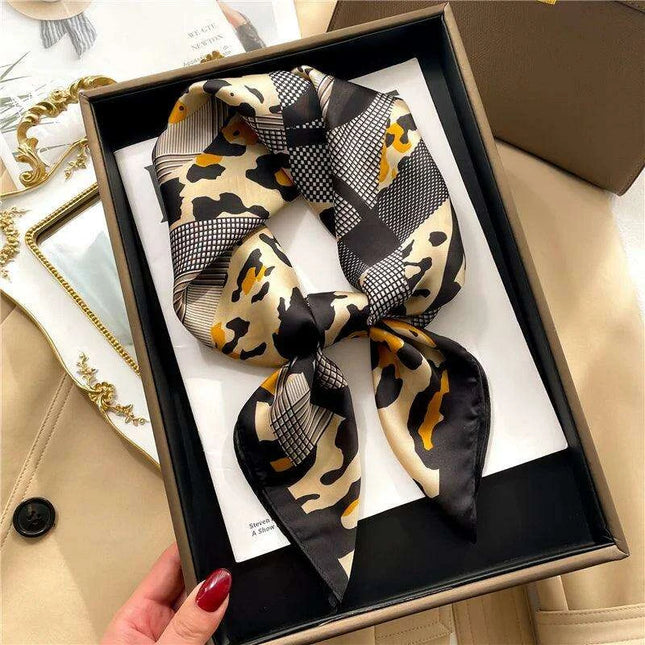 Elegant Leopard Print Silk-like Scarf: Elevate Your Style Game