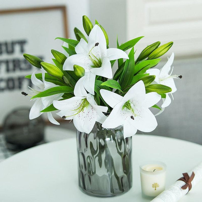 Elegant Lily Floral Arrangement: Stunning Artificial Flower Set for Home and Event Decor