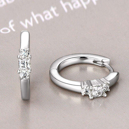 Elegant Moissanite 0.42 Carat Sterling Silver Hoop Earrings