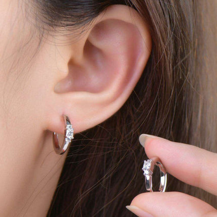 Elegant Moissanite 0.42 Carat Sterling Silver Hoop Earrings