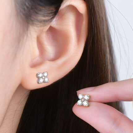 Elegant Moissanite Clover Earrings in Sterling Silver