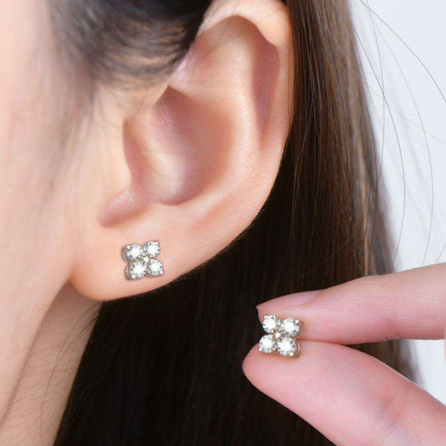 Elegant Moissanite Clover Earrings in Sterling Silver