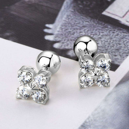 Elegant Moissanite Clover Earrings in Sterling Silver