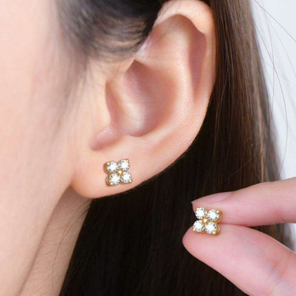 Elegant Moissanite Clover Earrings in Sterling Silver