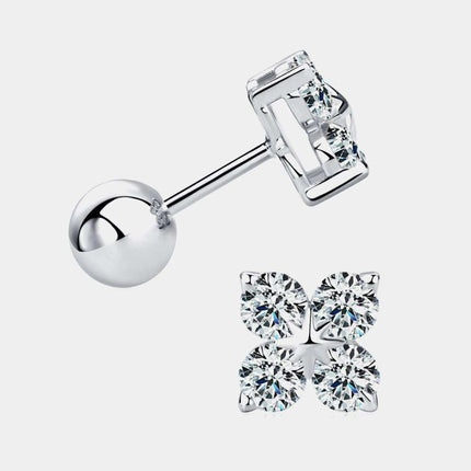 Elegant Moissanite Clover Earrings in Sterling Silver