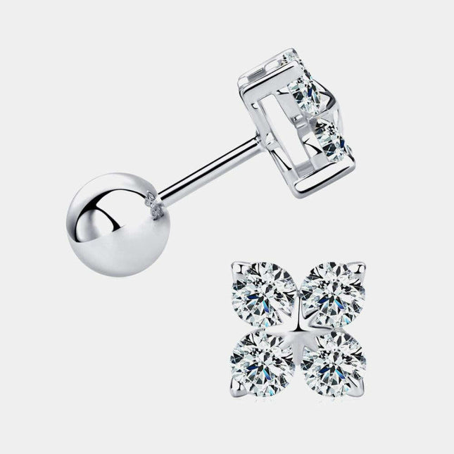 Elegant Moissanite Clover Earrings in Sterling Silver