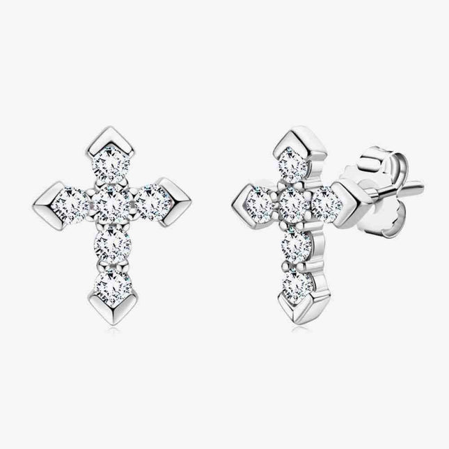 Elegant Moissanite Cross Earrings - Sparkling Statement Jewelry