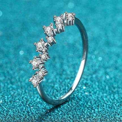 Elegant Moissanite Half-Eternity Band in Sterling Silver with Rhodium Finish - Très Elite