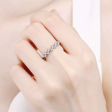 Elegant Moissanite Half-Eternity Band in Sterling Silver with Rhodium Finish