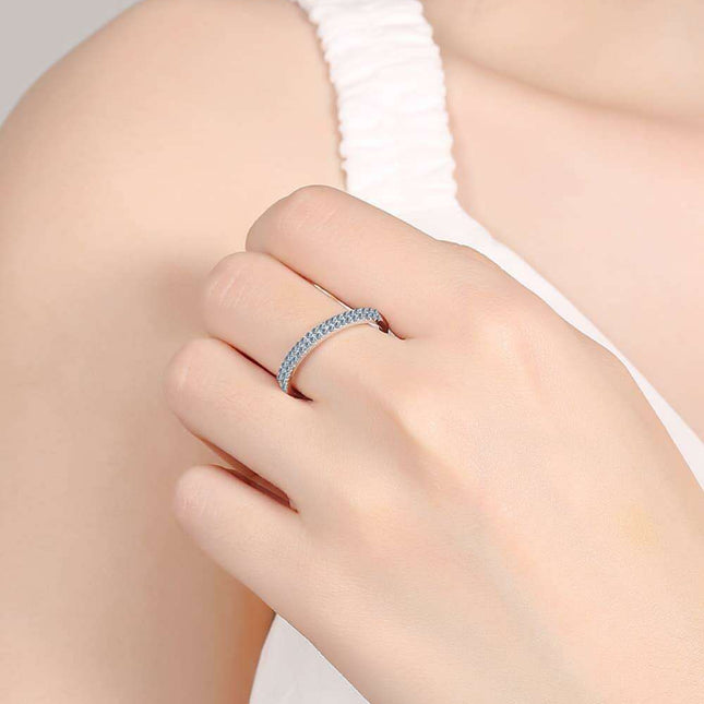 Elegant Moissanite Half-Eternity Ring in Sterling Silver