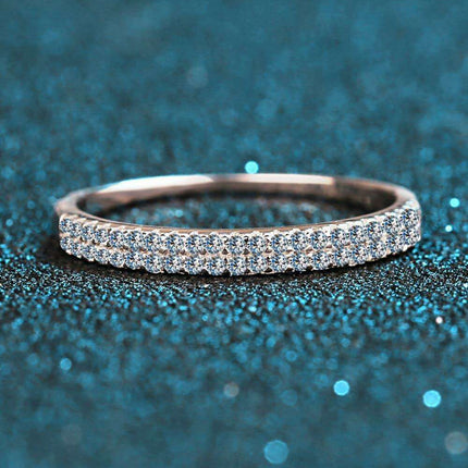 Elegant Moissanite Half-Eternity Ring in Sterling Silver