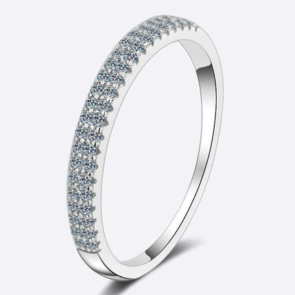 Elegant Moissanite Half-Eternity Ring in Sterling Silver