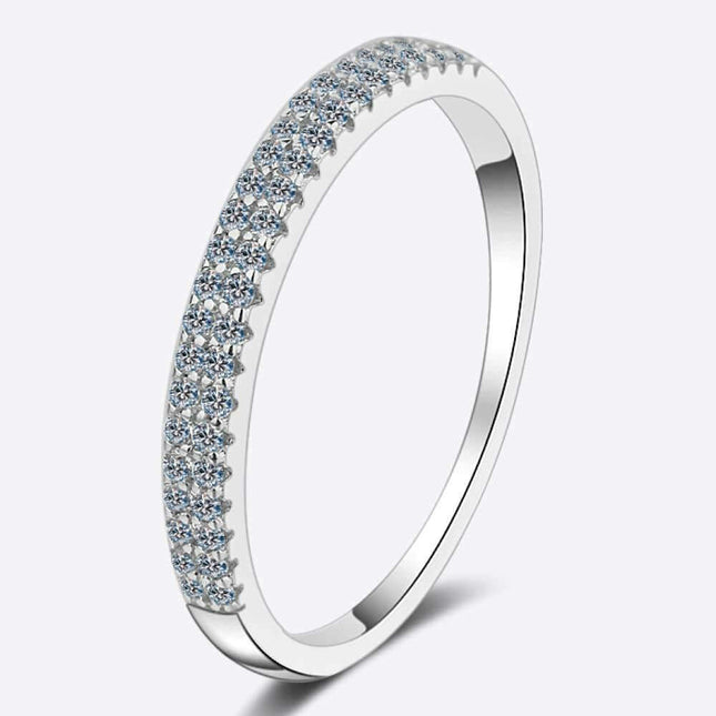Elegant Moissanite Half-Eternity Ring in Sterling Silver