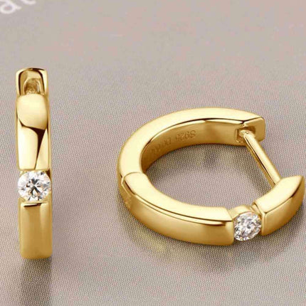 Elegant Moissanite Huggie Earrings in Sterling Silver with Dazzling Gemstones