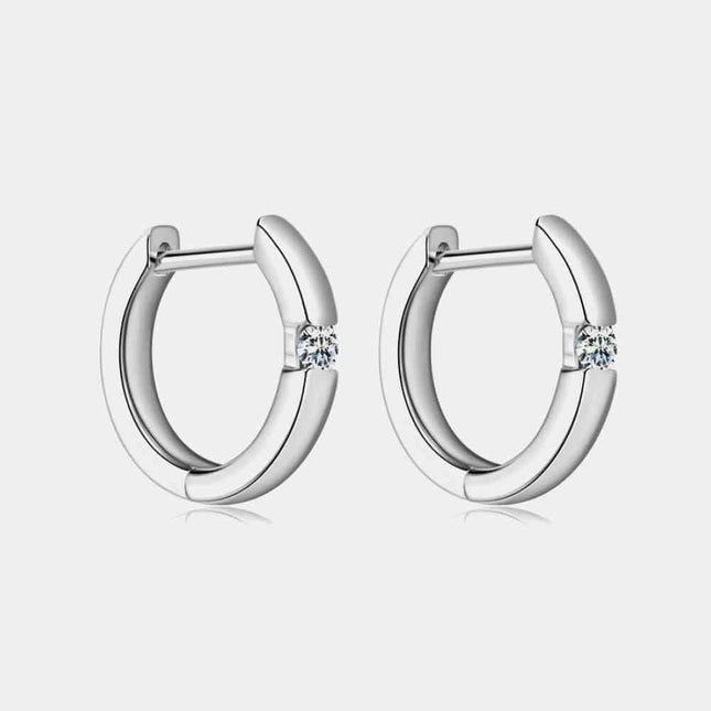 Elegant Moissanite Huggie Earrings in Sterling Silver with Dazzling Gemstones