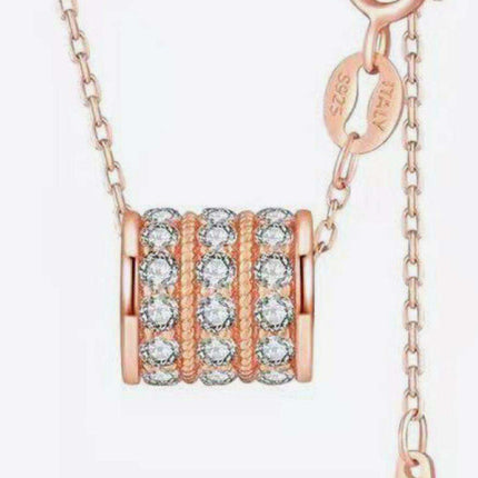 Elegant Moissanite Pendant Necklace with Platinum and Rose Gold Accents - Très Elite