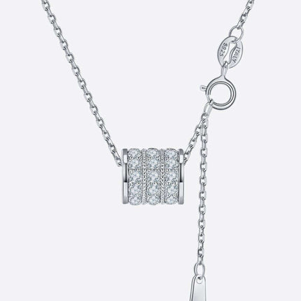 Elegant Moissanite Pendant Necklace with Platinum and Rose Gold Accents - Très Elite