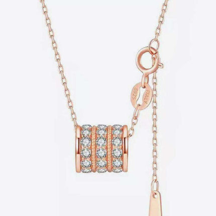 Elegant Moissanite Pendant Necklace with Platinum and Rose Gold Accents - Très Elite
