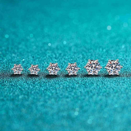 Elegant Moissanite Stud Earrings Set in Rhodium-Plated Sterling Silver