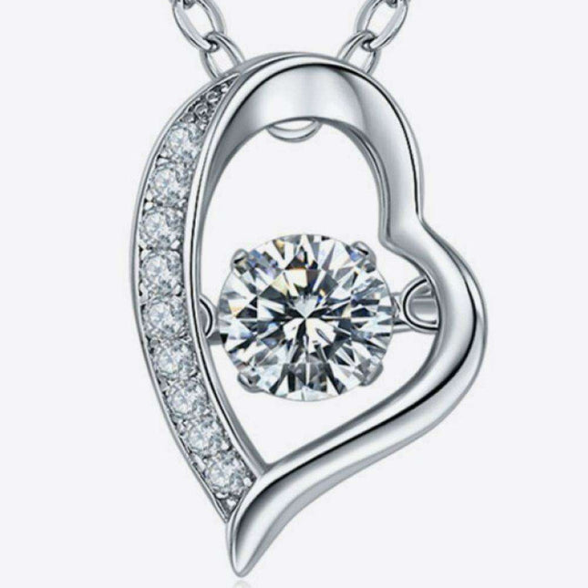 Elegant Moissanite & Zircon Pendant Necklace in Platinum-Plated Sterling Silver