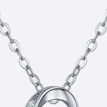 Elegant Moissanite & Zircon Pendant Necklace in Platinum-Plated Sterling Silver - Très Elite