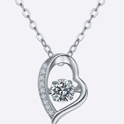 Elegant Moissanite & Zircon Pendant Necklace in Platinum-Plated Sterling Silver - Très Elite