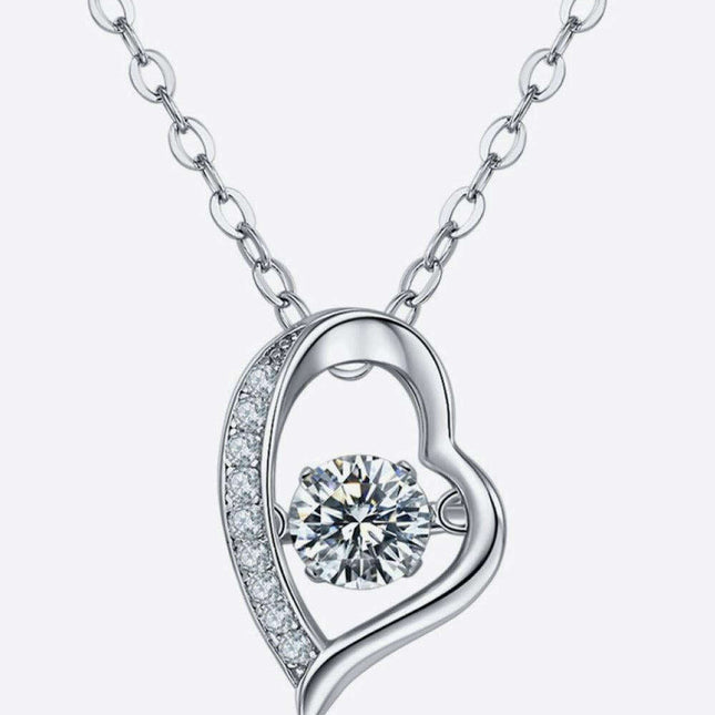 Elegant Moissanite & Zircon Pendant Necklace in Platinum-Plated Sterling Silver