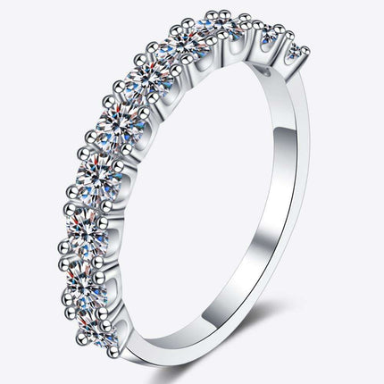 Elegant Moissanite and Rhodium Half-Eternity Band Ring - Très Elite