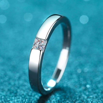 Elegant Moissanite and Sterling Silver Rhodium-Plated Ring Set with Stone Certification and Warranty - Très Elite