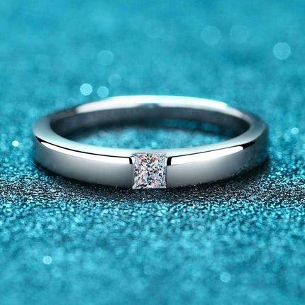 Elegant Moissanite and Sterling Silver Rhodium-Plated Ring Set with Stone Certification and Warranty - Très Elite