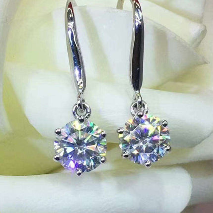Elegant Moissanite and Zircon Drop Earrings - Stunning 2 Carat Glamour - Très Elite