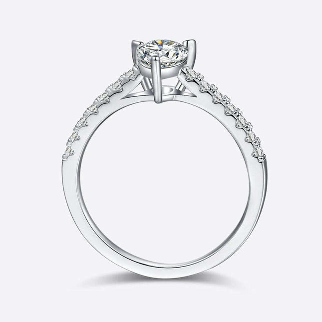 Elegant Moissanite and Zircon Silver Ring Set - Timeless Gemstone Duo in Luxurious Gift Packaging