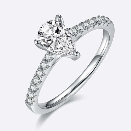 Elegant Moissanite and Zircon Silver Ring Set - Timeless Gemstone Duo in Luxurious Gift Packaging - Très Elite