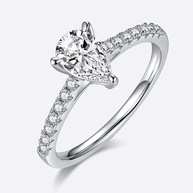 Elegant Moissanite and Zircon Silver Ring Set - Timeless Gemstone Duo in Luxurious Gift Packaging