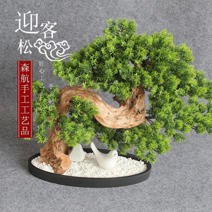 Elegant Nature-Inspired Bonsai Plant Set with Stylish Stone Base for Home Aesthetics- Très Elite- Très Elite
