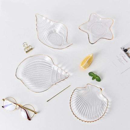 Elegant Nautical Glass Tray with Gold Accents for Chic Organization- Très Elite- Très Elite