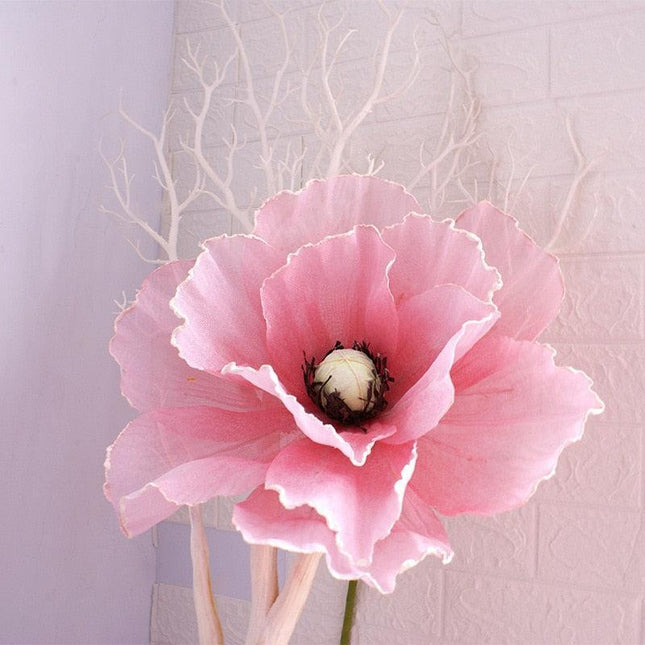 Elegant Oversized Linen Poppy Flower for Event Decor - Très Elite