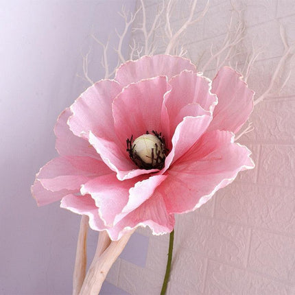 Elegant Oversized Linen Poppy Flower for Event Decor..