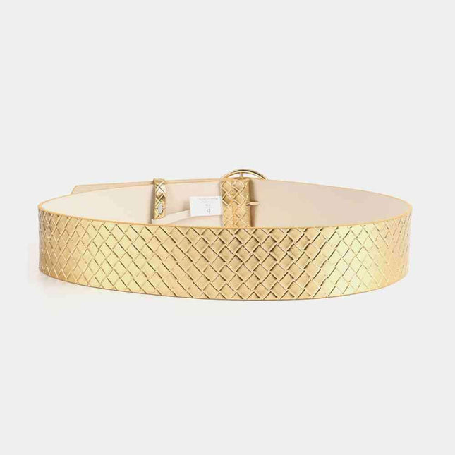 Elegant PU Leather Belt with Unique Circle Buckle Design