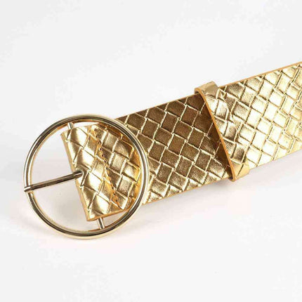 Elegant PU Leather Belt with Unique Circle Buckle Design - Très Elite