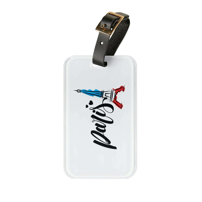 Elegant Parisian Journey: Custom Acrylic Luggage Tag with Leather Strap