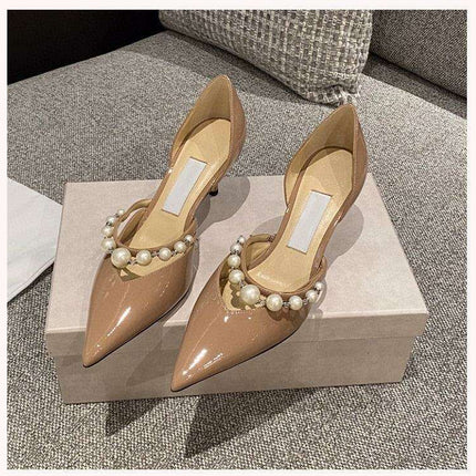 Elegant Pearl-Accented Stiletto Bridal Heels: Timeless Wedding Pumps - Très Elite