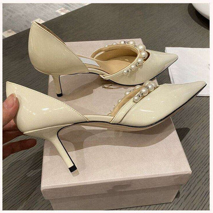 Elegant Pearl-Accented Stiletto Bridal Heels: Timeless Wedding Pumps - Très Elite