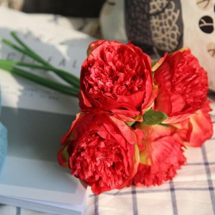 Elegant Peony and Blush Rose Silk Flower Arrangement Set