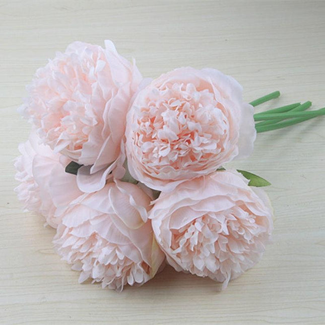 Elegant Peony and Blush Rose Silk Flower Arrangement Set - Très Elite