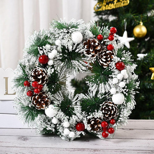 Elegant Pinecone and Berry Holiday Wreath Collection with Decorative Accents