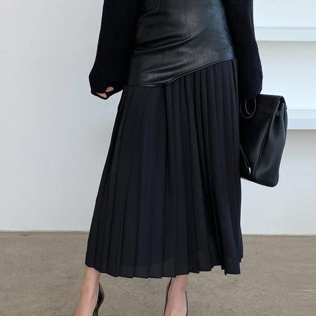 Elegant Pleated High Waist Midi Skirt for Spring 2022 - Stylish and Flattering Design