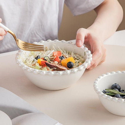 Elegant Porcelain Bowl with Pearl Shell Edge - Sophisticated Tableware for Memorable Dining