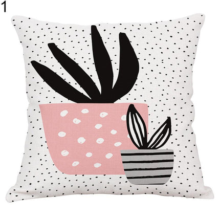 Elegant Potted Cactus Linen Pillow Cover - Sophisticated Home Decor Accent - Très Elite